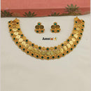 FS Collection Luxurious Gold Plated Pota Temple Choker Necklace Set