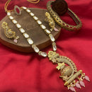 FS Collection Kundan Stone And Beads Long Necklace Set