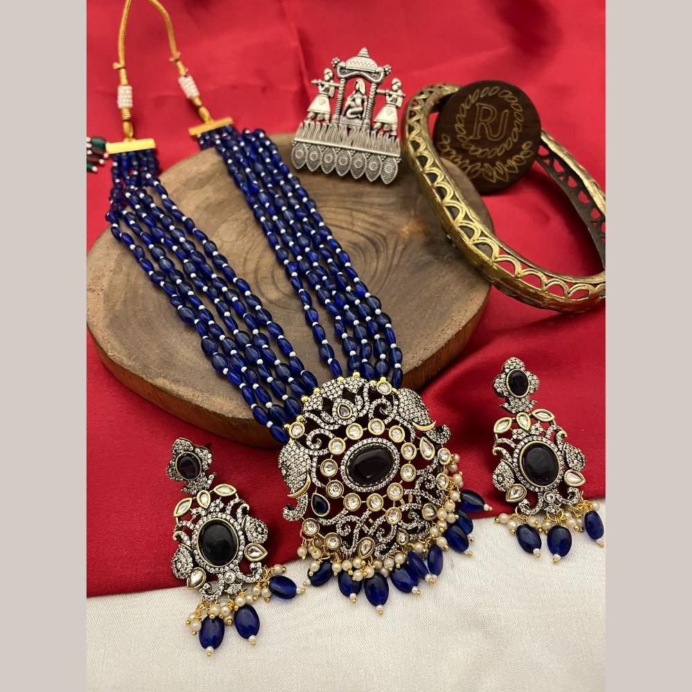 FS Collection Gold Plated Pota Stone And Beads Necklace Set