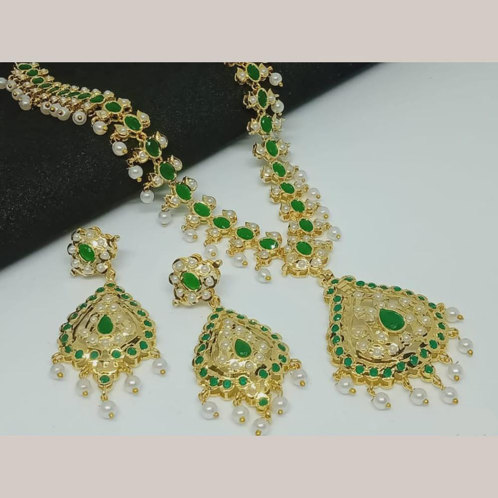 FS Collection Gold Plated Pota Stone And Beads Necklace Set