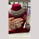 FS Collection Gold Plated Pota Stone And Beads Choker Necklace Set