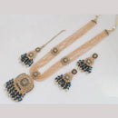 FS Collection Gold Plated Crystal Stone And Beads Long Necklace Set