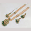FS Collection Gold Plated Crystal Stone And Beads Long Necklace Set