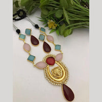 FS Collection Gold Plated Pota Stone Necklace Set