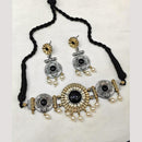FS Collection Stylish 2-Tone Plated Pota Stones And Pearl Choker Necklace Set