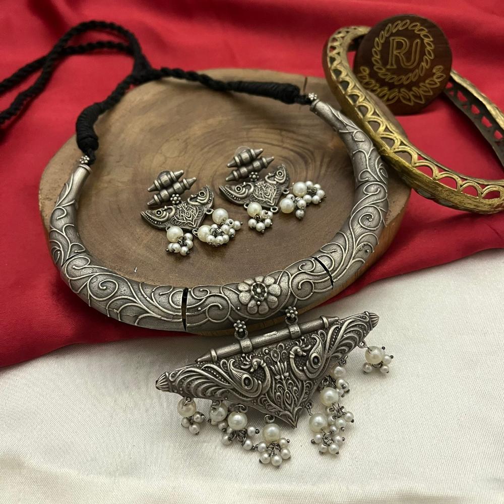 FS Collection Oxidized Plated Necklace Set
