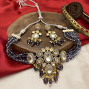 FS Collection Gold Plated Kundan Stone Pearl And Beads Choker Necklace Set