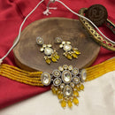 FS Collection Gold Plated Kundan Stone Pearl And Beads Choker Necklace Set