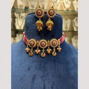 FS Collection Gold Plated Pota Stone And Beads Choker Necklace Set