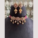 FS Collection Gold Plated Pota Stone And Beads Choker Necklace Set