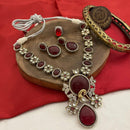 FS Collection Gold Plated Kundan And Pota Necklace Set