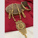 FS Collection Gold Plated Pota Stone And Beads Temple Necklace Set