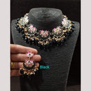 FS Collection Gold Plated Pota Stone And Pearls Choker Meenakari  Necklace Set