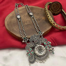 FS Collection Oxidised Plated Pota And Pearl Long Necklace