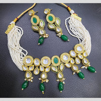 FS Collection Gold Plated Kundan Stone Pearl And Beads Choker Necklace Set