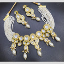 FS Collection Gold Plated Kundan Stone Pearl And Beads Choker Necklace Set