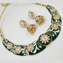 FS Collection Gold Plated Kundan And Meenakari Choker Necklace Set