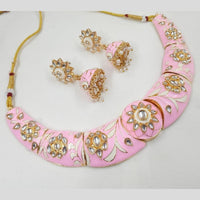 FS Collection Gold Plated Kundan And Meenakari Choker Necklace Set