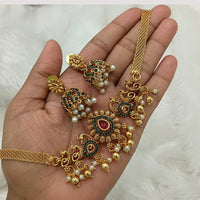FS Collection Ethnic Choker Set with Pota Stone and Pearl Detailing