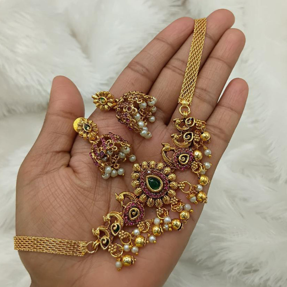 FS Collection Ethnic Choker Set with Pota Stone and Pearl Detailing
