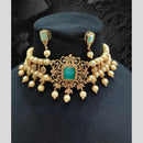 FS Collection Modern Glow Crystal And Austrain Stone And Pearl Classic Glamour Choker Necklace Set