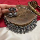 FS Collection Oxidised Plated Colorful Pota Stone Necklace Set 