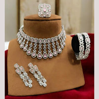 FS Collection Rhodium Tone American Diamond Combo Set