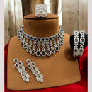 FS Collection Rhodium Tone American Diamond Combo Set