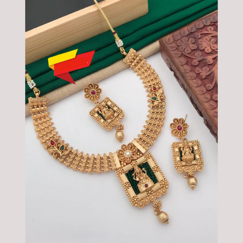 FS Collection Ethnic Pota Stone Temple Necklace Set