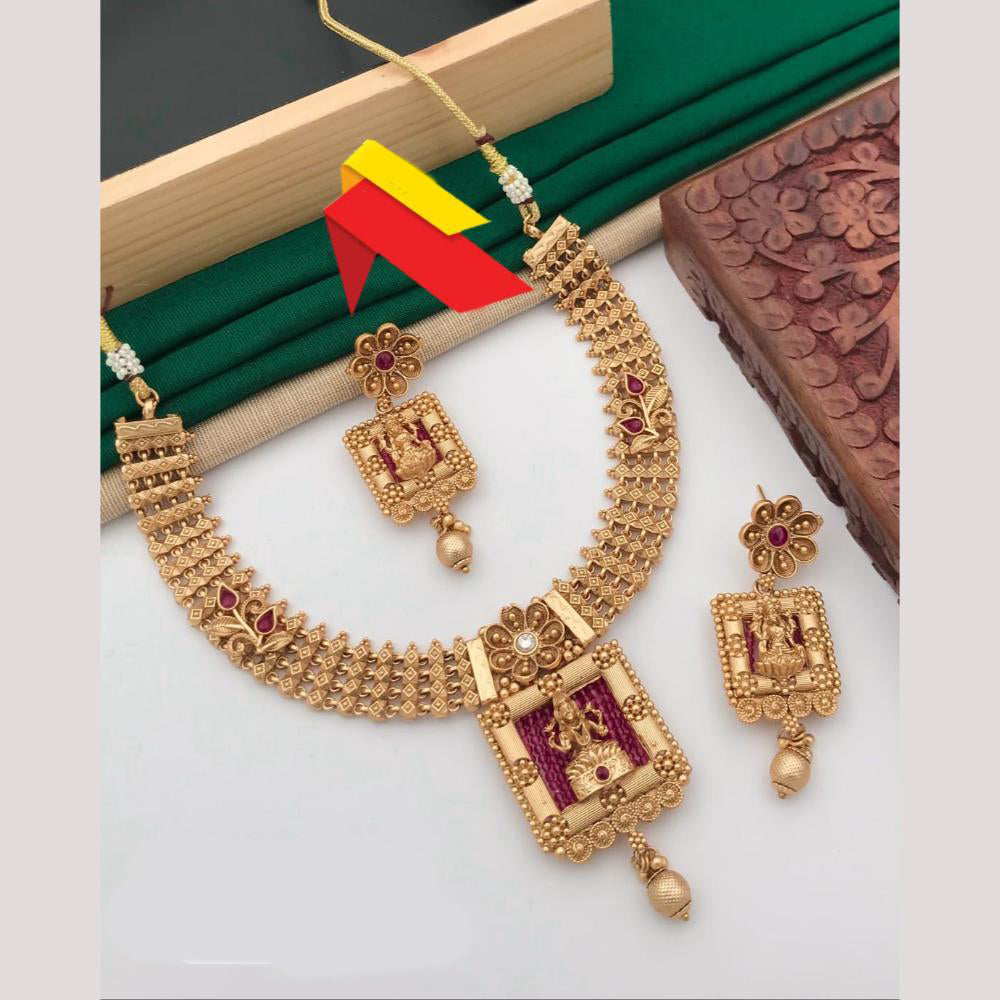 FS Collection Ethnic Pota Stone Temple Necklace Set