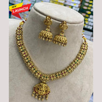 FS Collection Gold Plated Pota Stone Heritage Temple Necklace Set