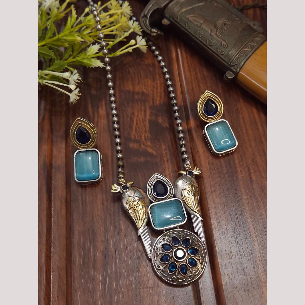 FS Collection 2Tone Plated Timeless Grace Pota Stone Long Necklace Set