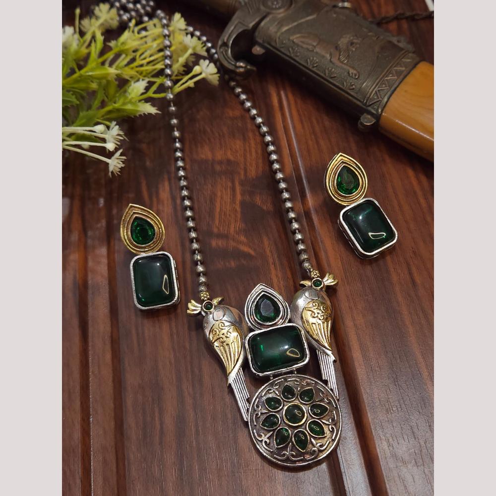 FS Collection 2Tone Plated Timeless Grace Pota Stone Long Necklace Set