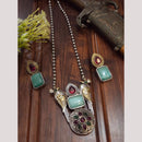 FS Collection 2Tone Plated Timeless Grace Pota Stone Long Necklace Set