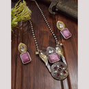 FS Collection 2Tone Plated Timeless Grace Pota Stone Long Necklace Set