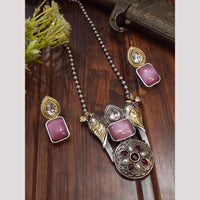 FS Collection 2Tone Plated Timeless Grace Pota Stone Long Necklace Set