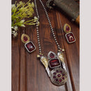 FS Collection 2Tone Plated Timeless Grace Pota Stone Long Necklace Set