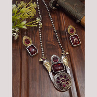 FS Collection 2Tone Plated Timeless Grace Pota Stone Long Necklace Set