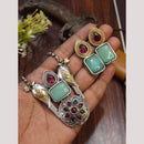 FS Collection 2Tone Plated Timeless Grace Pota Stone Long Necklace Set