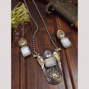 FS Collection 2Tone Plated Timeless Grace Pota Stone Long Necklace Set