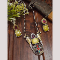FS Collection 2Tone Plated Timeless Grace Pota Stone Long Necklace Set