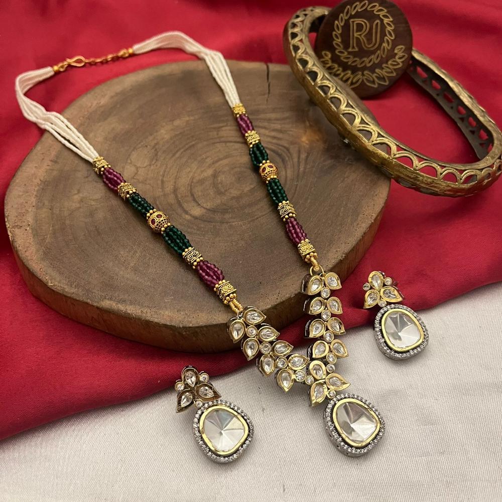 FS Collection Handcrafted Elegant Austrian Stone And Beads Long Necklace Set