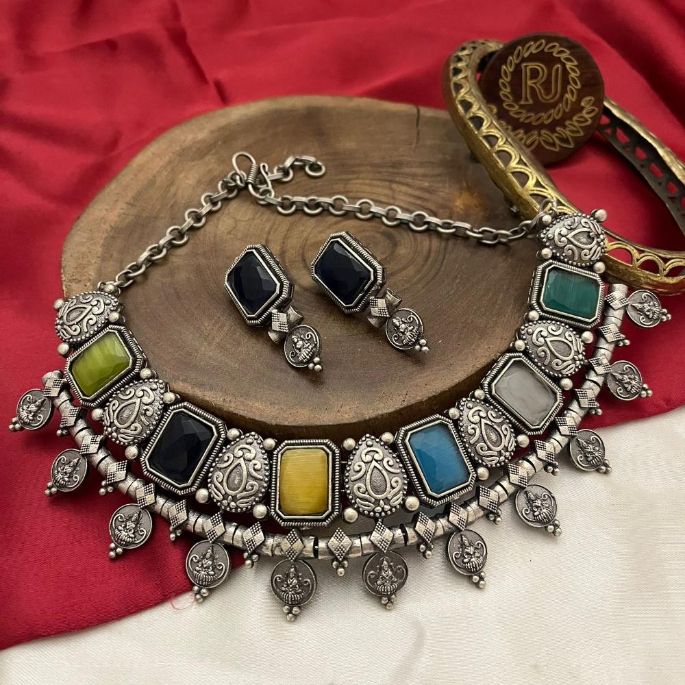 FS Collection Regal Elegance Gold Plated Crystal Stone Temple Necklace Set