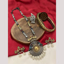 FS Collection 2 Tone Plated Pota Stone And Pearl Long Necklace Set