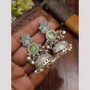 FS Collection Oxidised Plated Pota Stone Jhumki Earrings