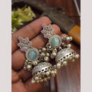FS Collection Oxidised Plated Pota Stone Jhumki Earrings
