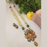 FS Collection Regal Rituals Pearl Necklace with Temple And Meenakari Elegance