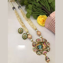 FS Collection Regal Rituals Pearl Necklace with Temple And Meenakari Elegance