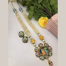 FS Collection Regal Rituals Pearl Necklace with Temple And Meenakari Elegance