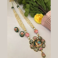 FS Collection Regal Rituals Pearl Necklace with Temple And Meenakari Elegance